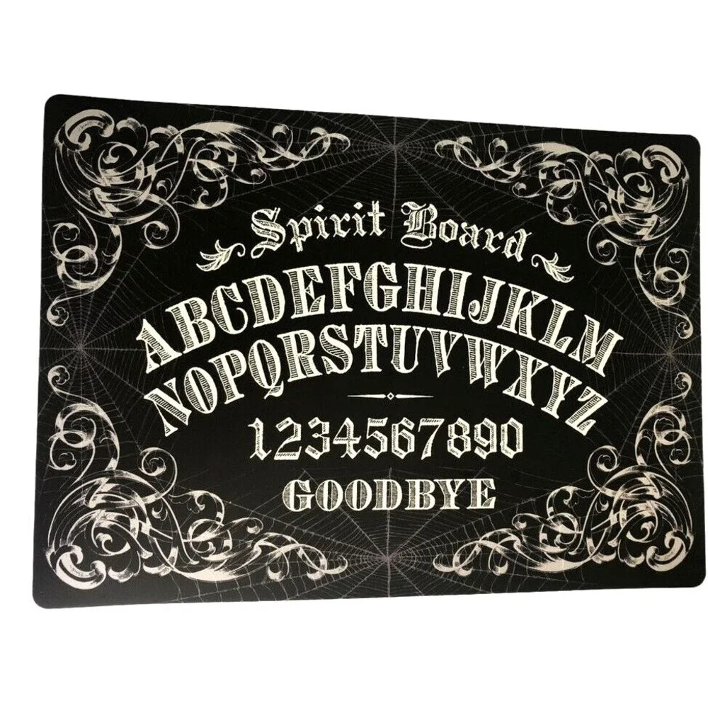 Halloween Ouija Board Placemats Vinyl Foam Back Black Alphabet Goodbye Set of 4